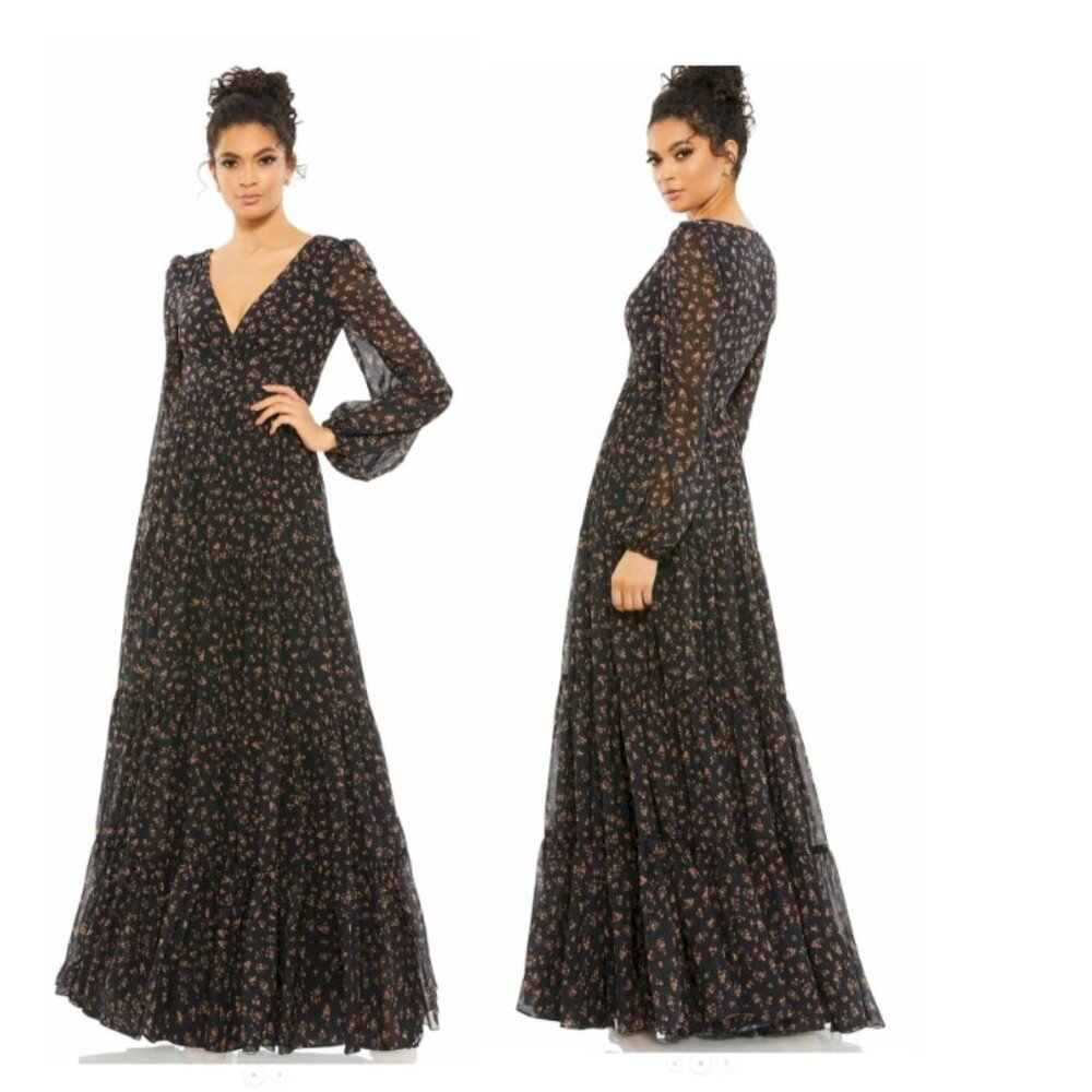 Mac Duggal Floral Tiered Gown Size 2 New NWT